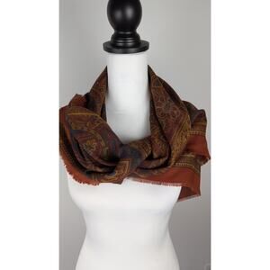 : VTG Elaine Gold Made in Italy  Large Shawl  34" Square Paisley Boho chic 80's